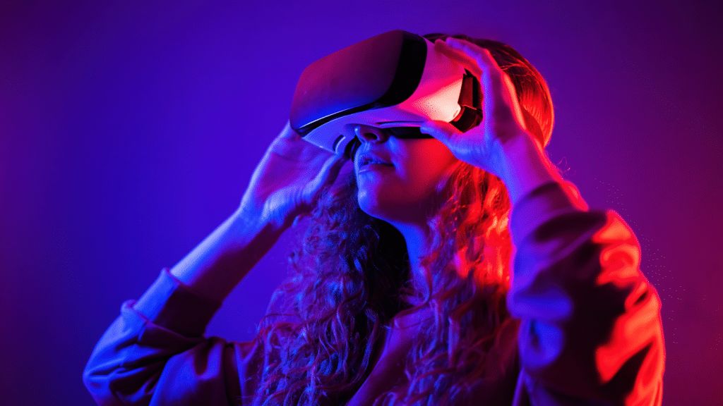 a girl in a VR reference