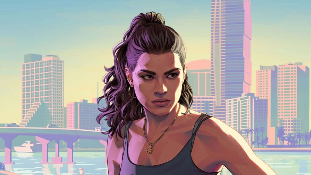 high resolution headshot of Lucia one of the protagonist og GTA VI