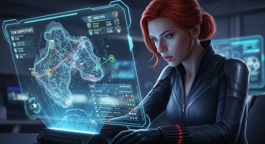 Black widow gathering enemy intel