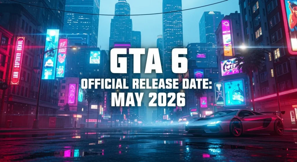 GTA 6 Release date poster which says It'll be releases in May 26th 2026