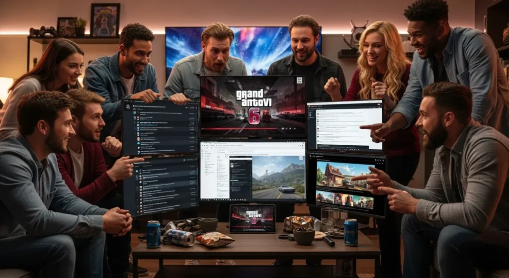 Bunch of people waiting for the release of GTA VI