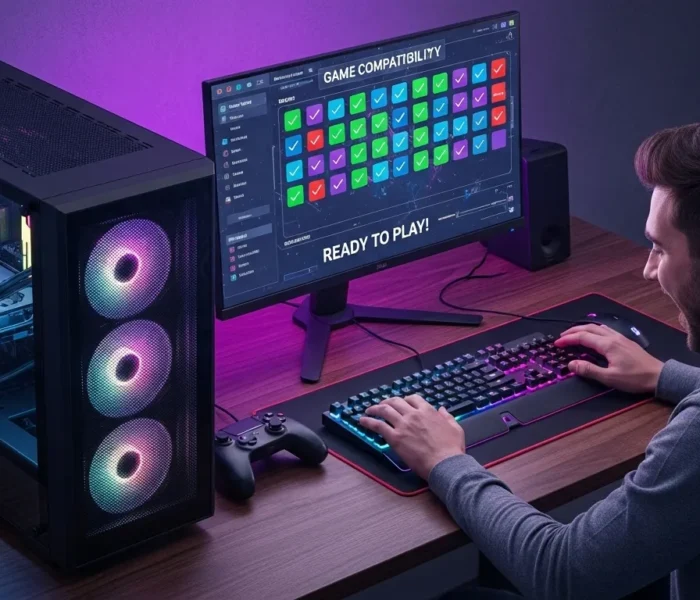 a gamer enthusiast checking his pc system requirements through our tool to check if his favorite game will run on his pc or not